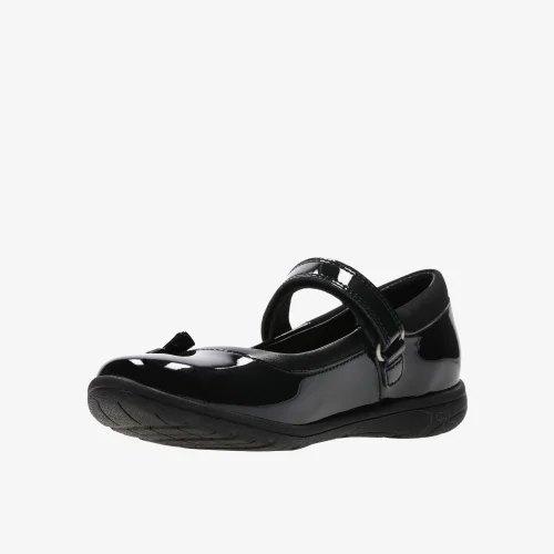 Clarks School Girls Black Venture Star Patent Narrow - 1 Image 4
