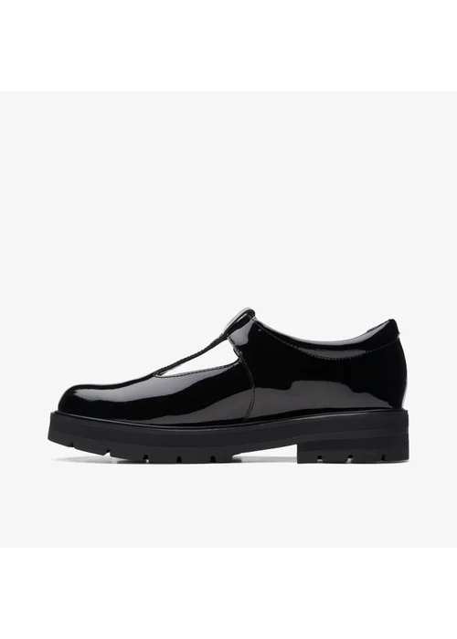 Clarks School Prague Brill Youth Black Patent Wide - 5 Image 2