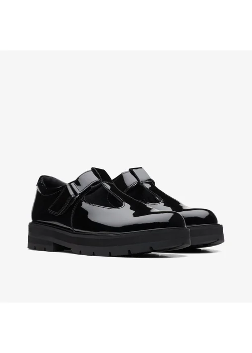 Clarks School Prague Brill Youth Black Patent Wide - 5 Image 4