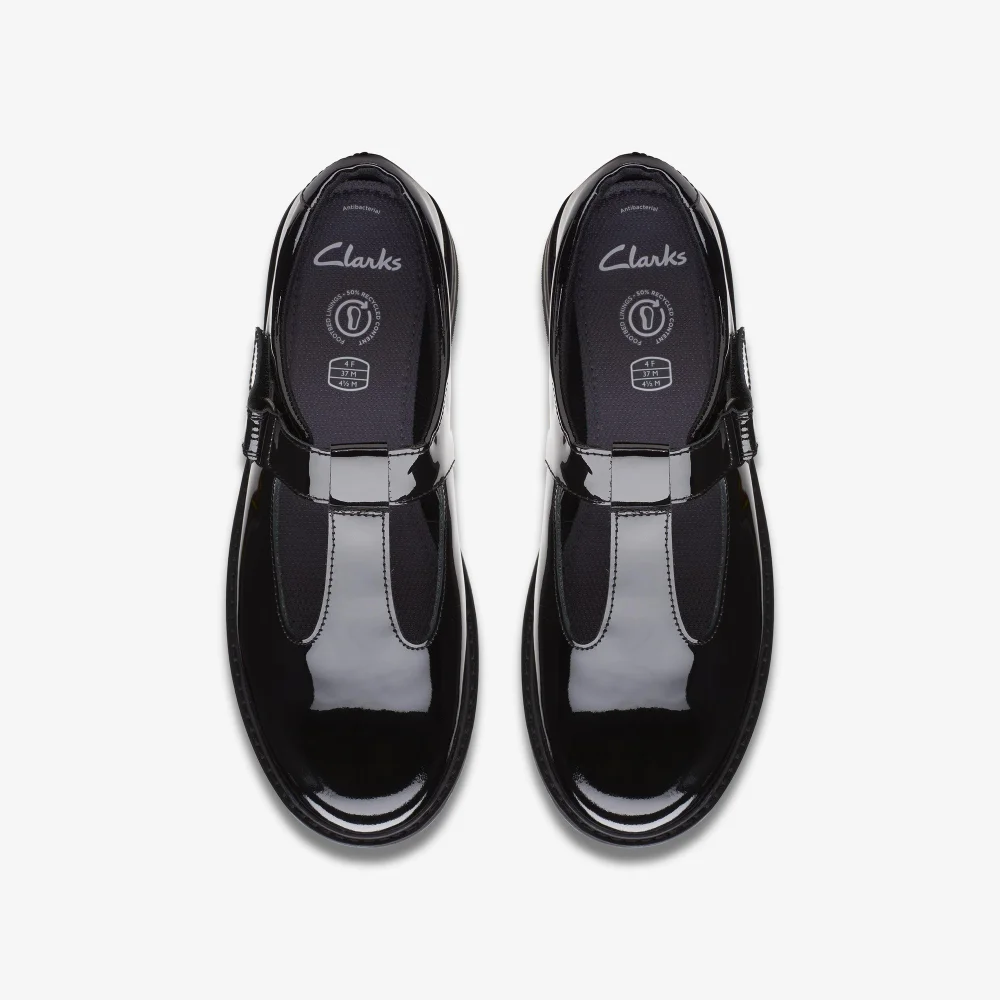 Clarks School Prague Brill Youth Black Patent Wide - 5 Image 6