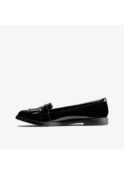 Clarks School Girls Black Scala Bright Kid Patent Wide - 2.5 Image 2