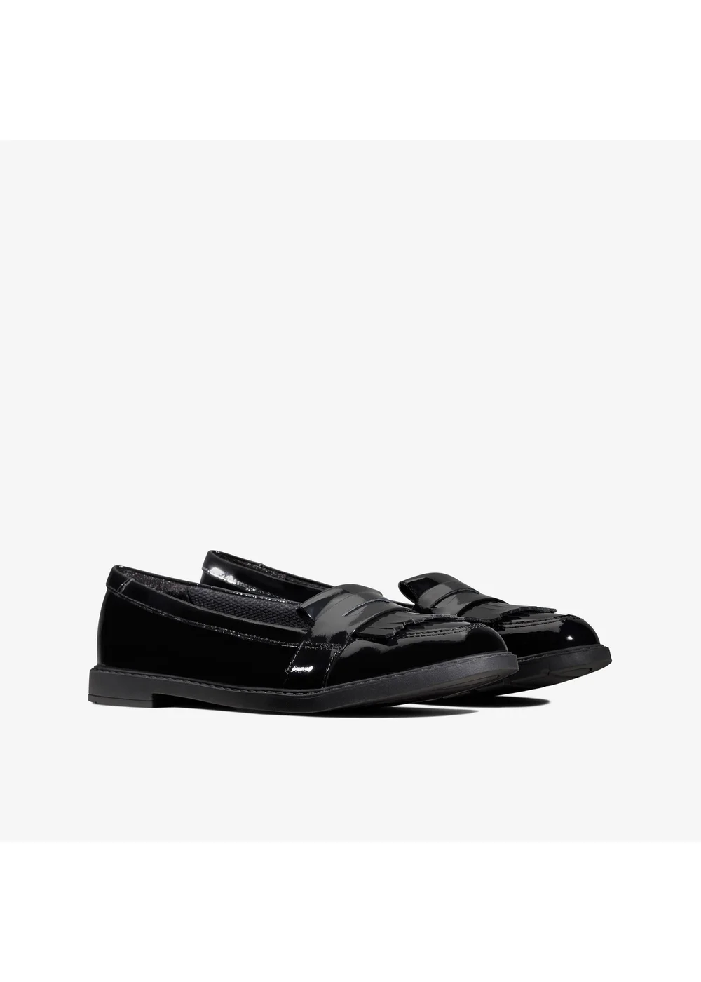 Clarks School Girls Black Scala Bright Kid Patent Wide - 2.5 Image 4