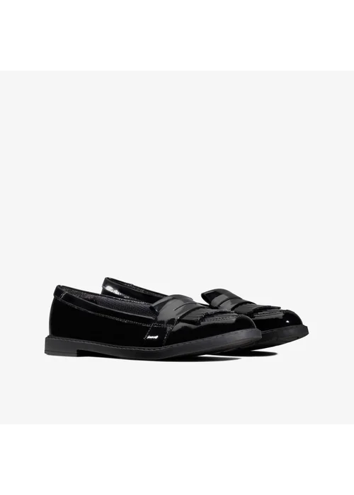 Clarks School Girls Black Scala Bright Kid Patent Wide - 2.5 Image 4