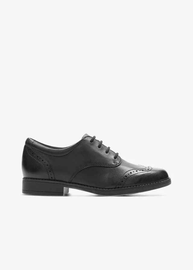 Clarks School Girls Black Sami Walk K Leather Wide