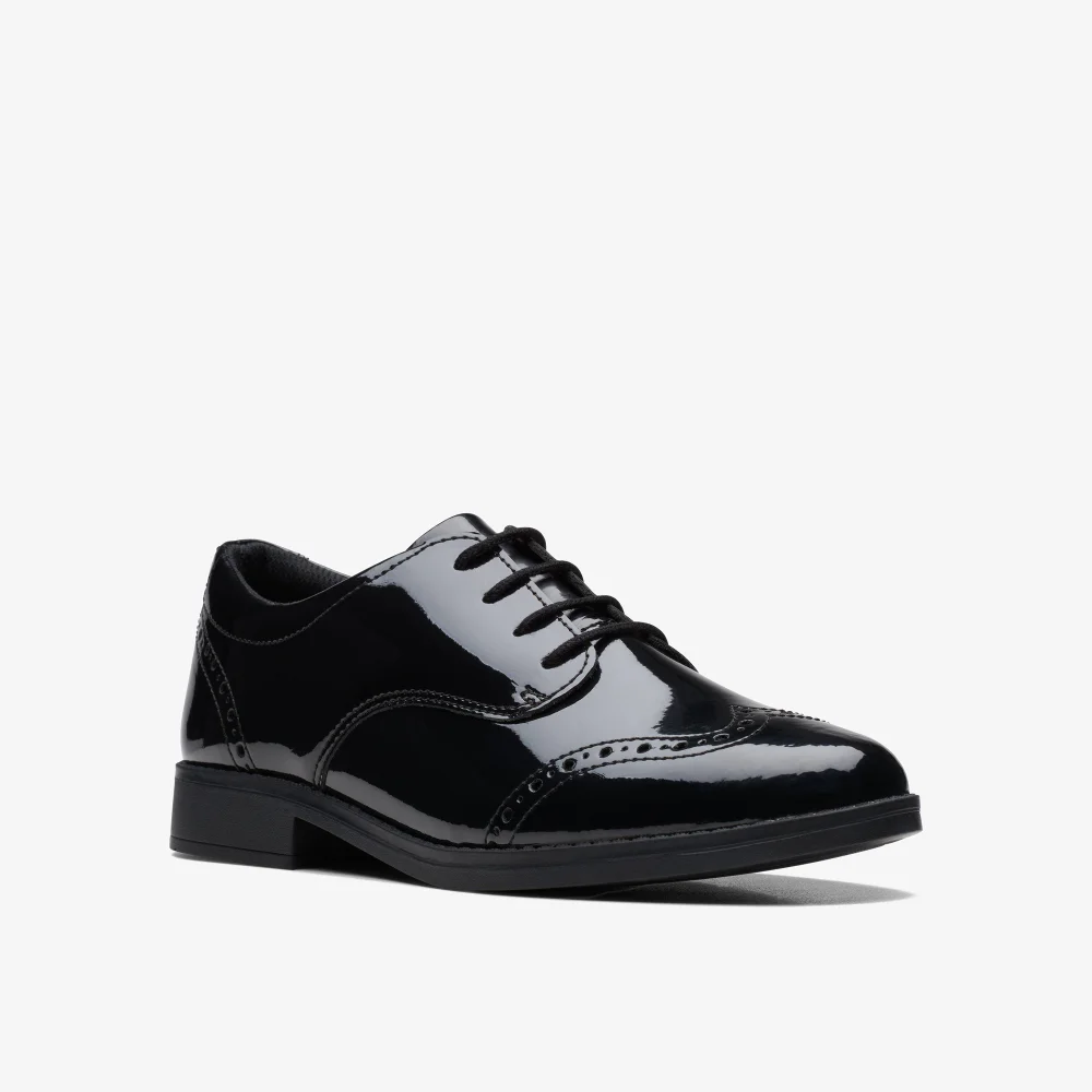 Clarks School Girls Black Sami Walk Youth Patent Wide - 3 Image 3