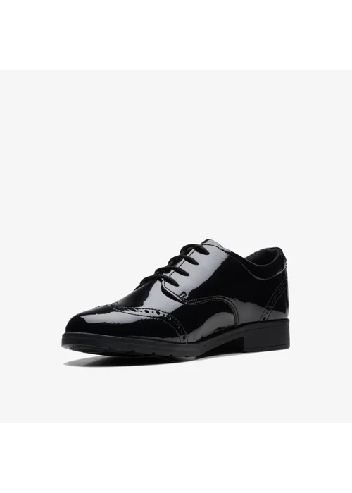 Clarks School Sami Walk Youth Black Patent Wide - 3 Image 4