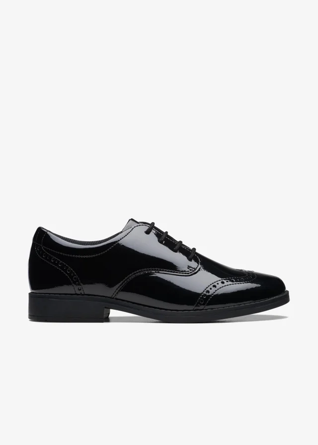 Clarks School Girls Black Sami Walk Youth Patent Standard