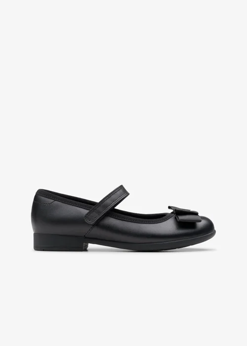 Clarks School Girls Black Scala Tap Kid Leather Narrow - 10 Infants Image 1