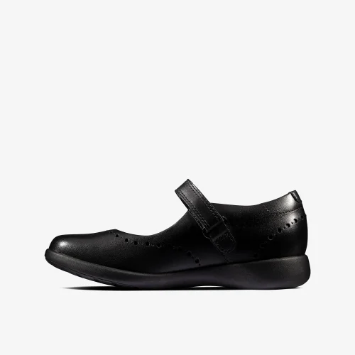 Clarks School Etch Craft Kid Black Leather Extra Wide - 10.5 Infants Image 2