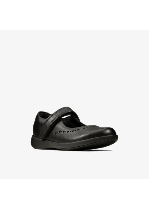 Clarks School Girls Black Etch Craft Toddler Leather Wide - 8 infants Image 3