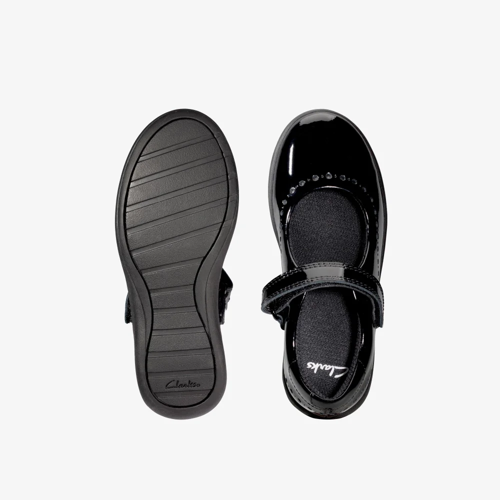 Clarks School Etch Craft Toddler Black Patent Standard - 9 Infants Image 6