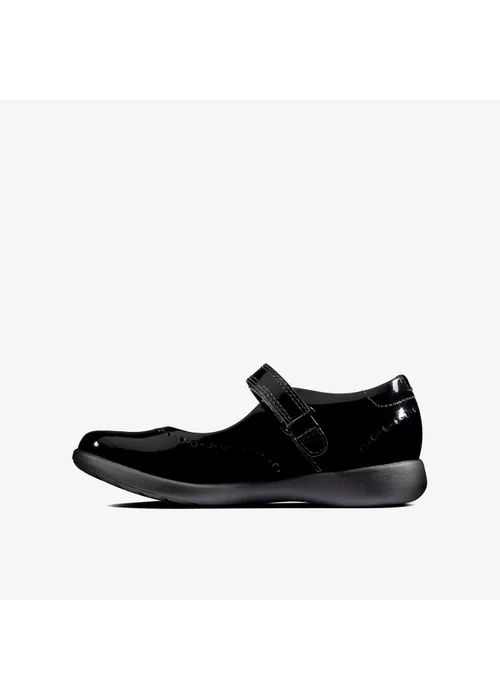 Clarks School Girls Black Etch Craft Toddler Patent Wide - 8.5 Infants Image 2