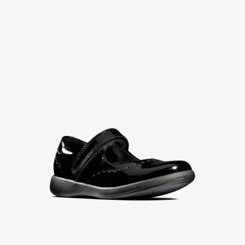 Clarks School Etch Craft Toddler Black Patent Wide - 8.5 Infants Image 3