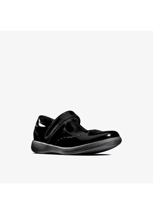 Clarks School Girls Black Etch Craft Toddler Patent Wide - 8.5 Infants Image 3