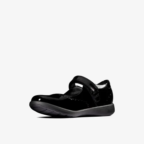 Clarks School Etch Craft Toddler Black Patent Wide - 8.5 Infants Image 4
