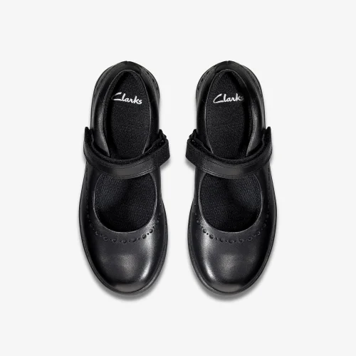 Clarks School Etch Craft Kid Black Leather Standard - 10.5 Infants Image 6