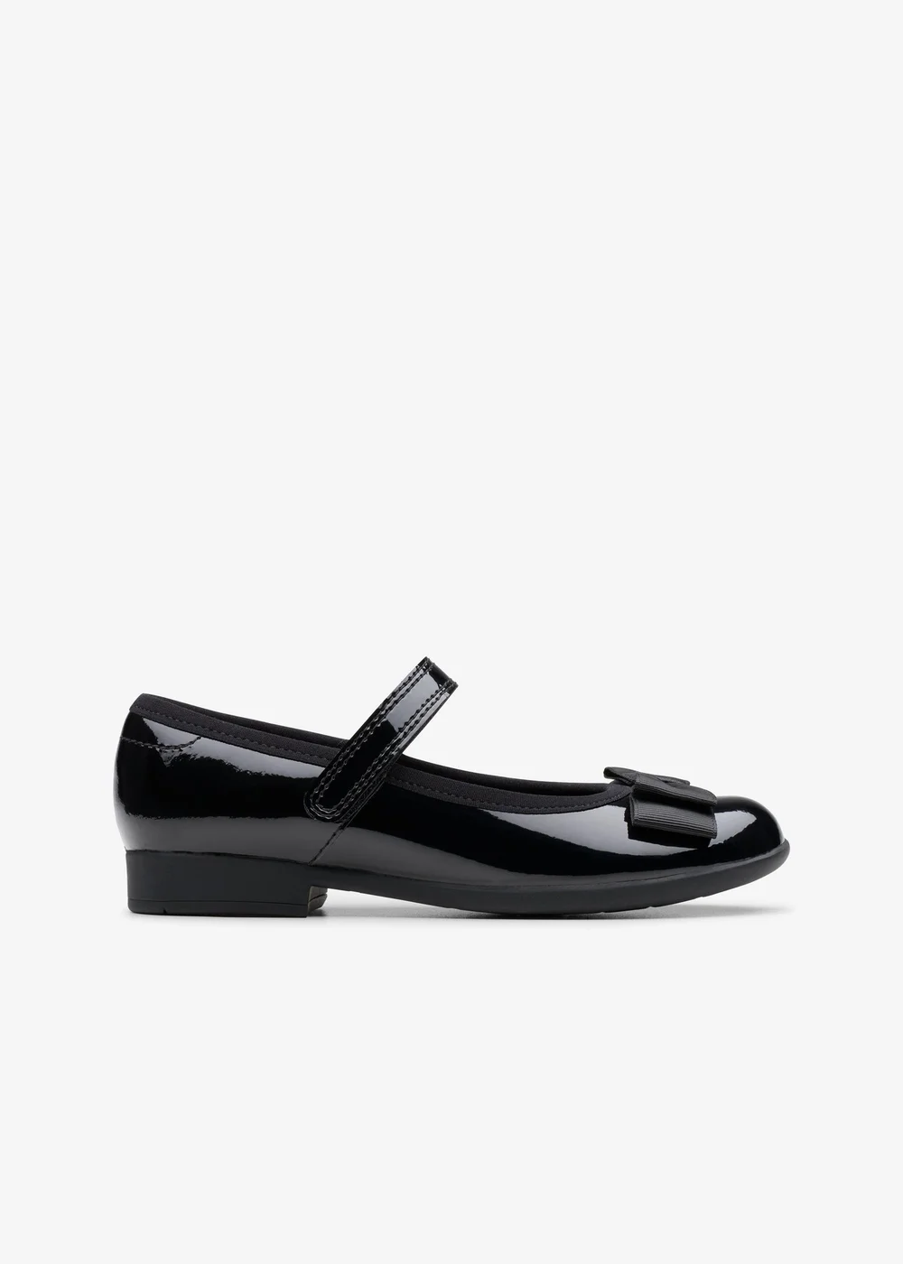 Clarks School Girls Black Scala Tap Kid Patent Extra Wide - 10 Infants Image 1