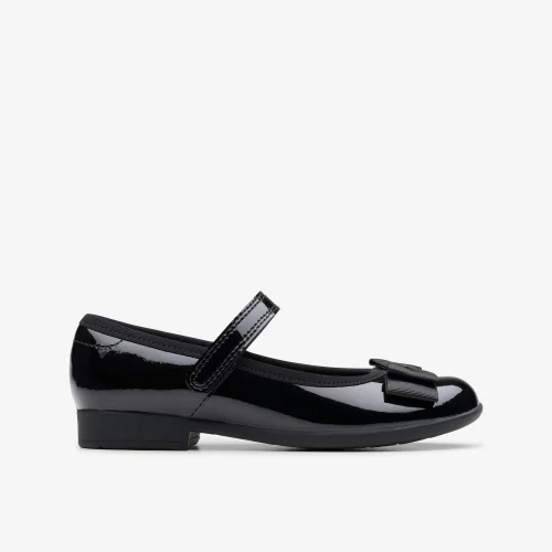 Clarks School Scala Tap Kid Black Patent Extra Wide - 10 Infants Image 1