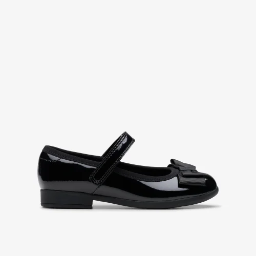 Clarks School Scala Tap Toddler Black Patent Extra Wide - 8 infants Image 1