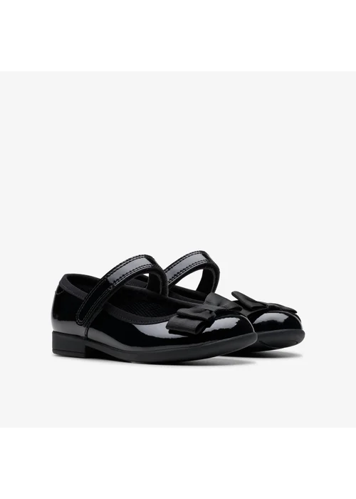 Clarks School Girls Black Scala Tap Toddler Patent Extra Wide - 8 infants Image 4