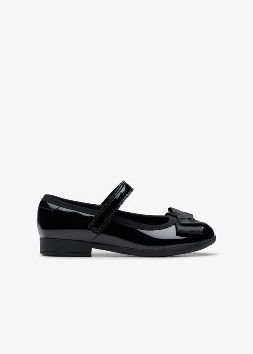 Clarks School Girls Black Scala Tap Toddler Patent Extra Wide - 8 infants Image 1