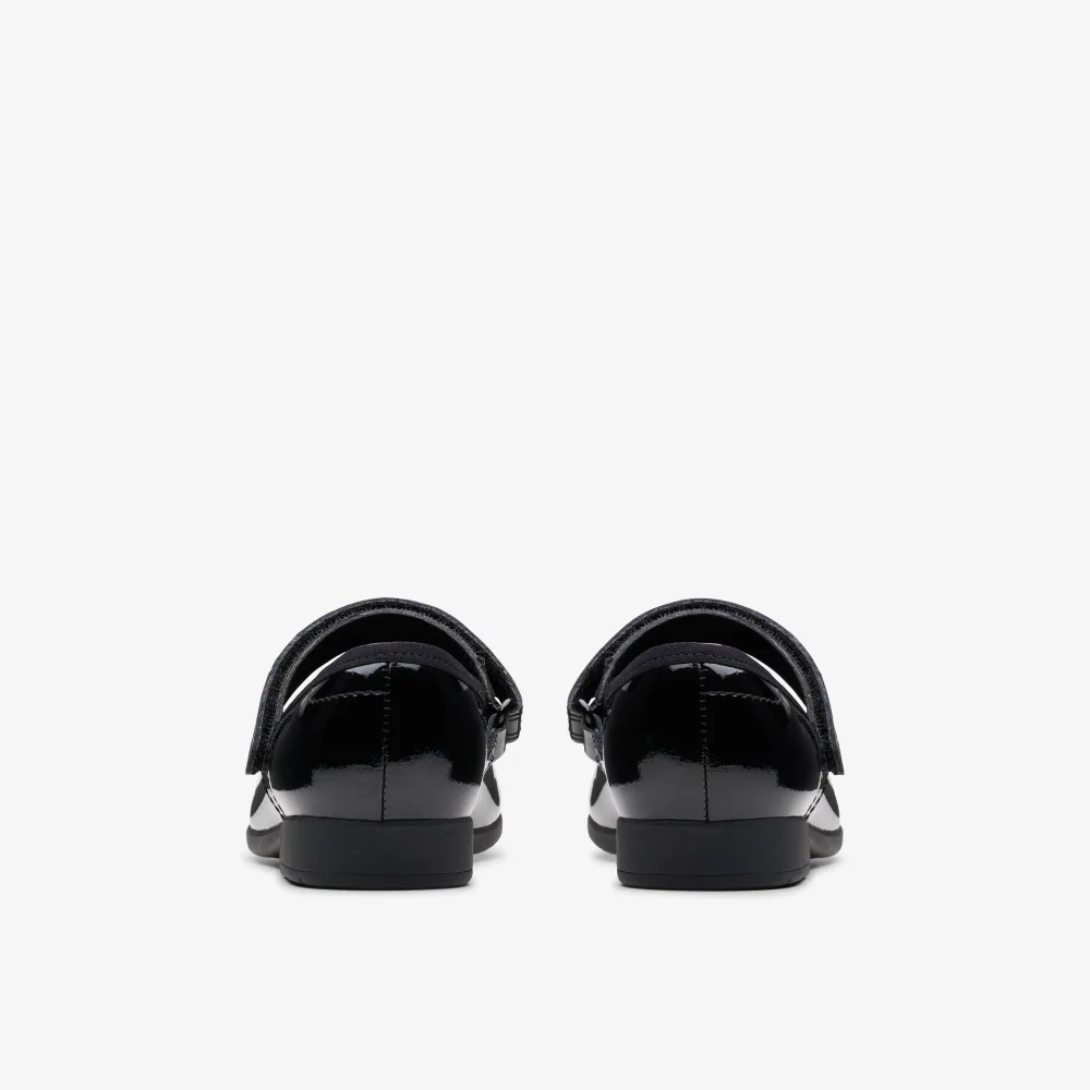 Clarks School Girls Black Scala Tap Kid Patent Narrow - 10.5 Infants Image 5