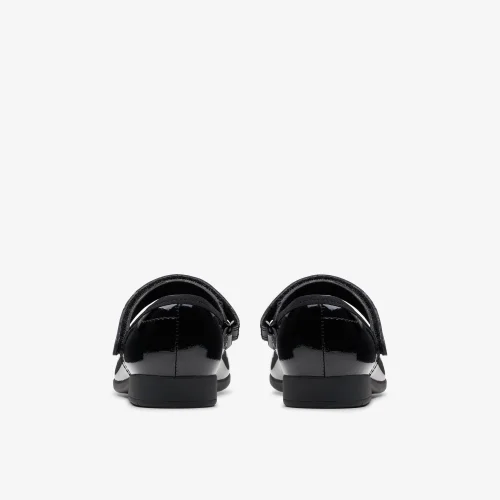 Clarks School Girls Black Scala Tap Kid Patent Narrow - 10.5 Infants Image 5