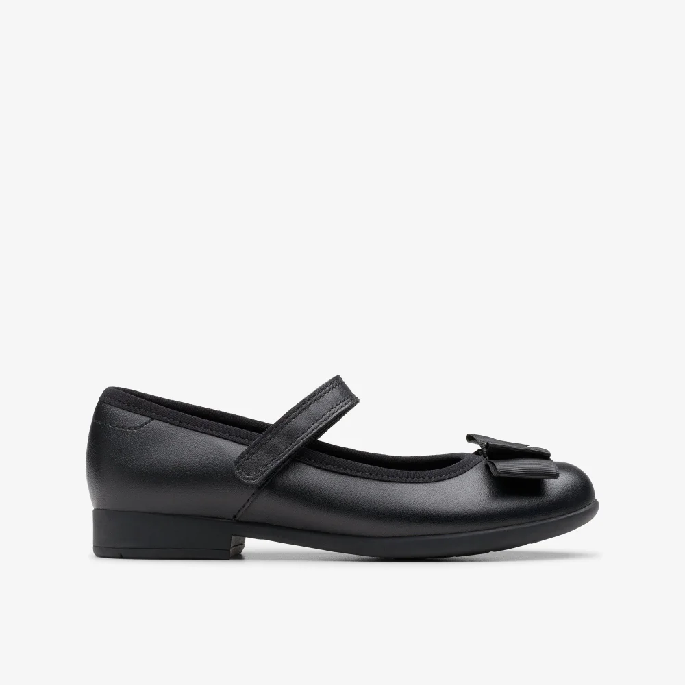 Clarks School Scala Tap Kid Black Leather Extra Wide - 10 Infants Image 1