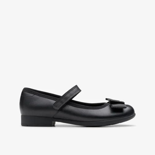 Clarks School Scala Tap Kid Black Leather Extra Wide - 10 Infants Image 1