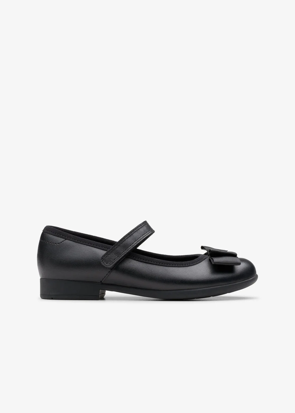 Clarks School Girls Black Scala Tap Kid Leather Extra Wide - 10 Infants Image 1