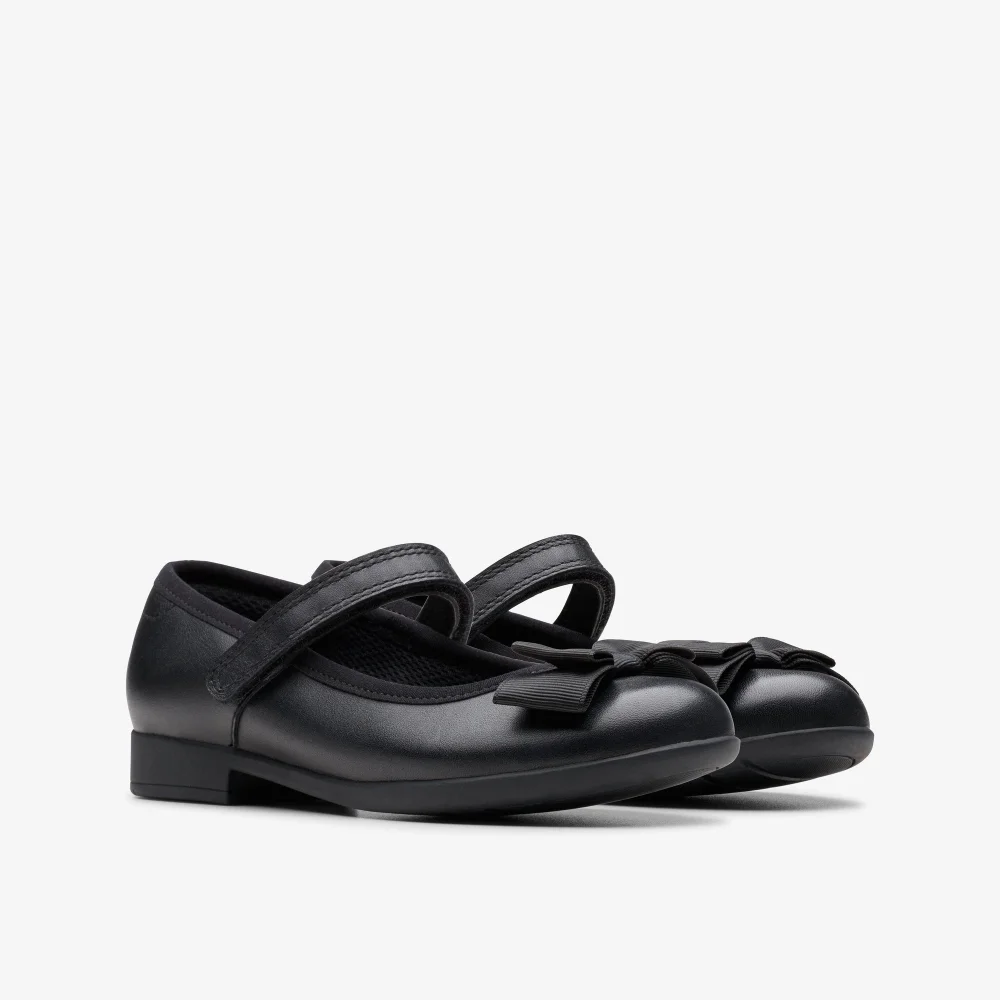 Clarks School Scala Tap Kid Black Leather Extra Wide - 10 Infants Image 4