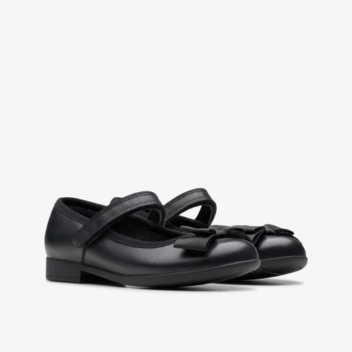 Clarks School Scala Tap Kid Black Leather Extra Wide - 10 Infants Image 4