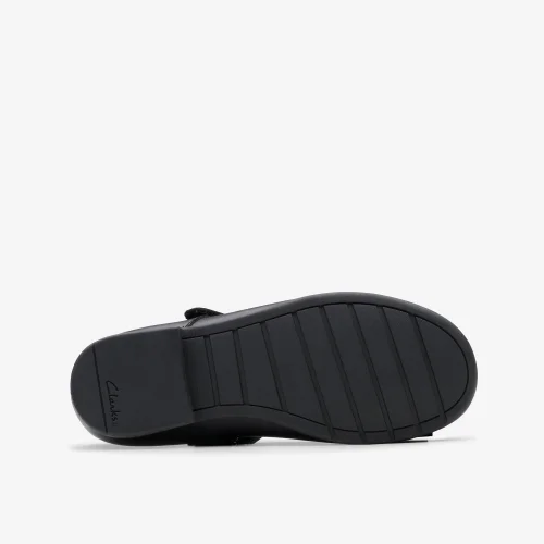 Clarks School Scala Tap Kid Black Leather Extra Wide - 10 Infants Image 3