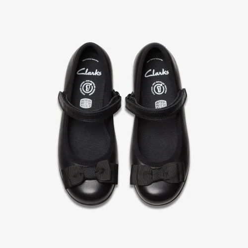 Clarks School Scala Tap Kid Black Leather Extra Wide - 10 Infants Image 6