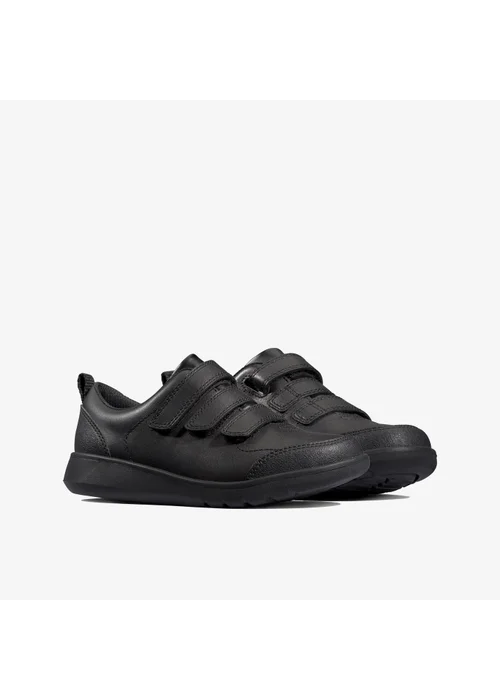 Clarks School Boys Black Scape Sky Kid Leather Extra Wide - 2 Image 4