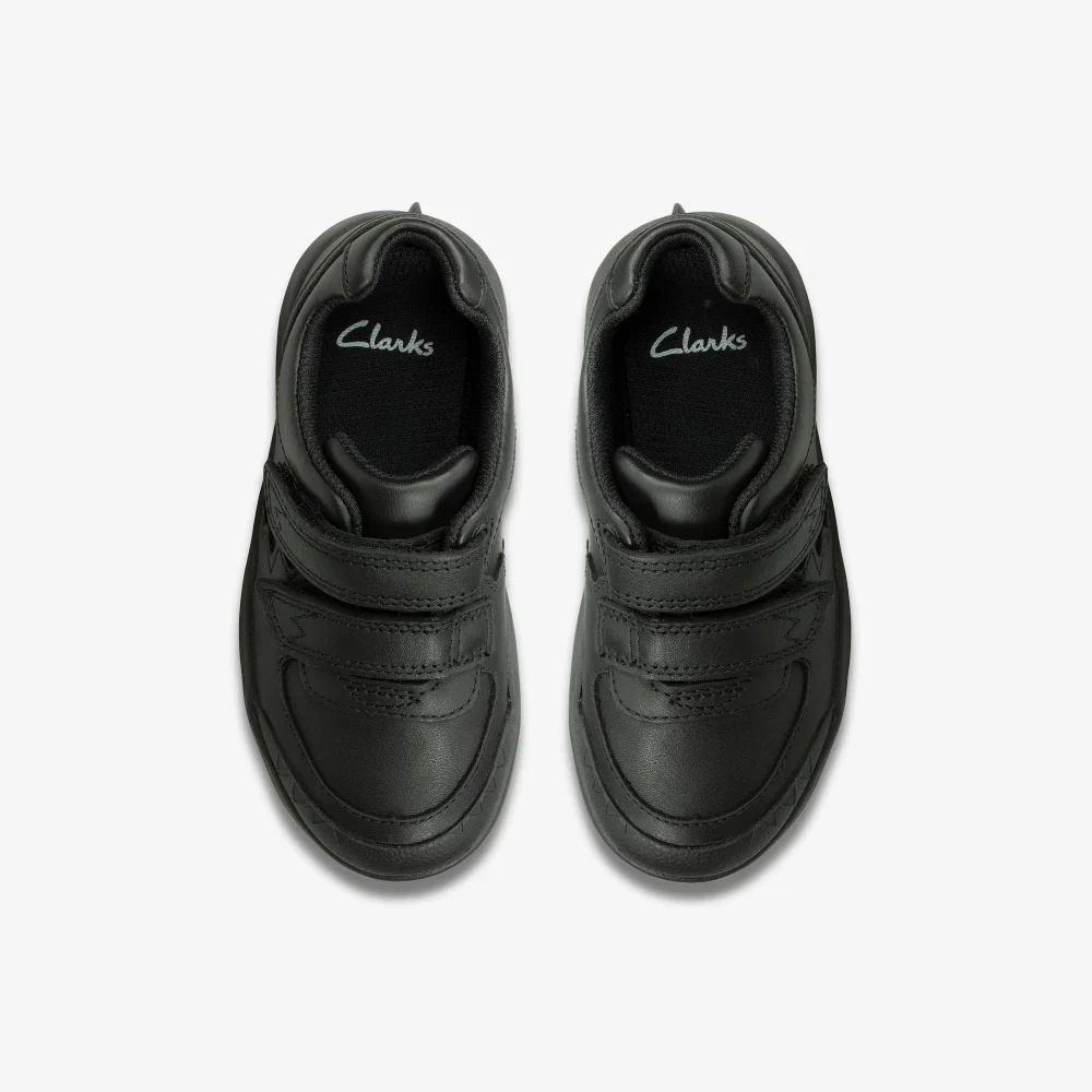 Clarks School Rex Pace Toddler Black Leather Extra Wide - 7.5 Infants Image 6
