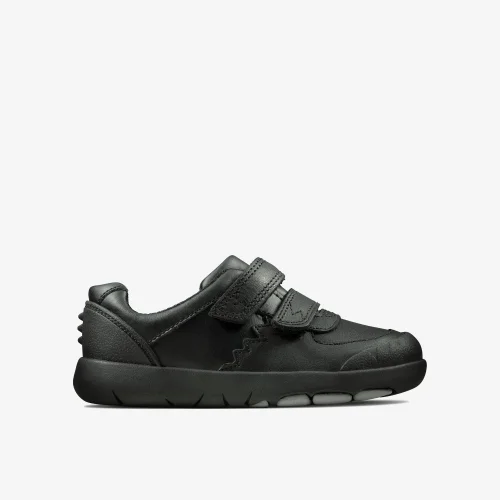 Clarks School Rex Pace Toddler Black Leather Extra Wide - 7.5 Infants Image 1