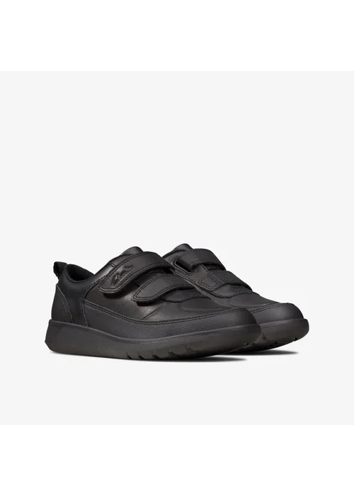Clarks School Boys Black Scape Flare Kid Leather Narrow - 11 Infants Image 4