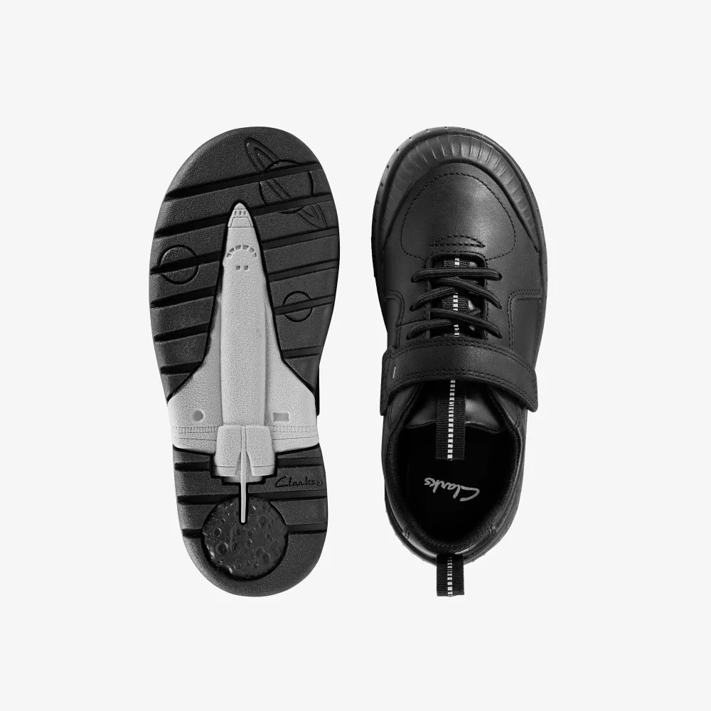 Clarks School Apollo Step Kid Black Leather Wide - 2 Image 6
