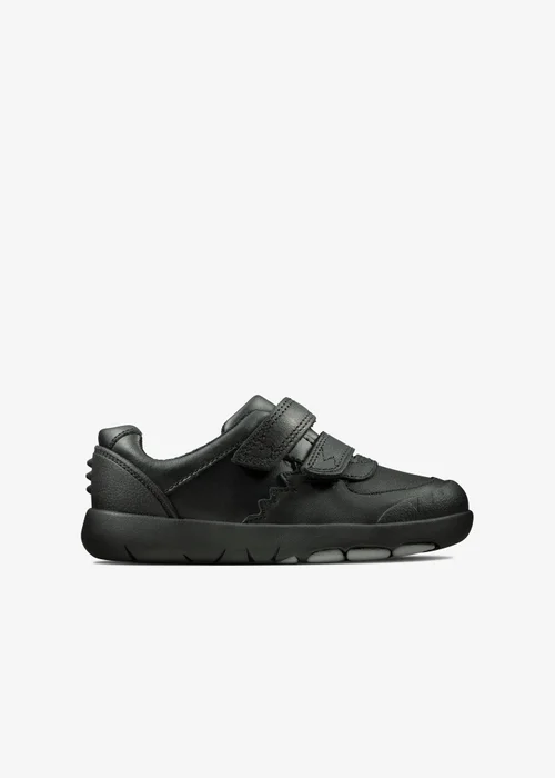 Clarks School Boys Black Rex Pace Toddler Leather Narrow - 7 Infants Image 1