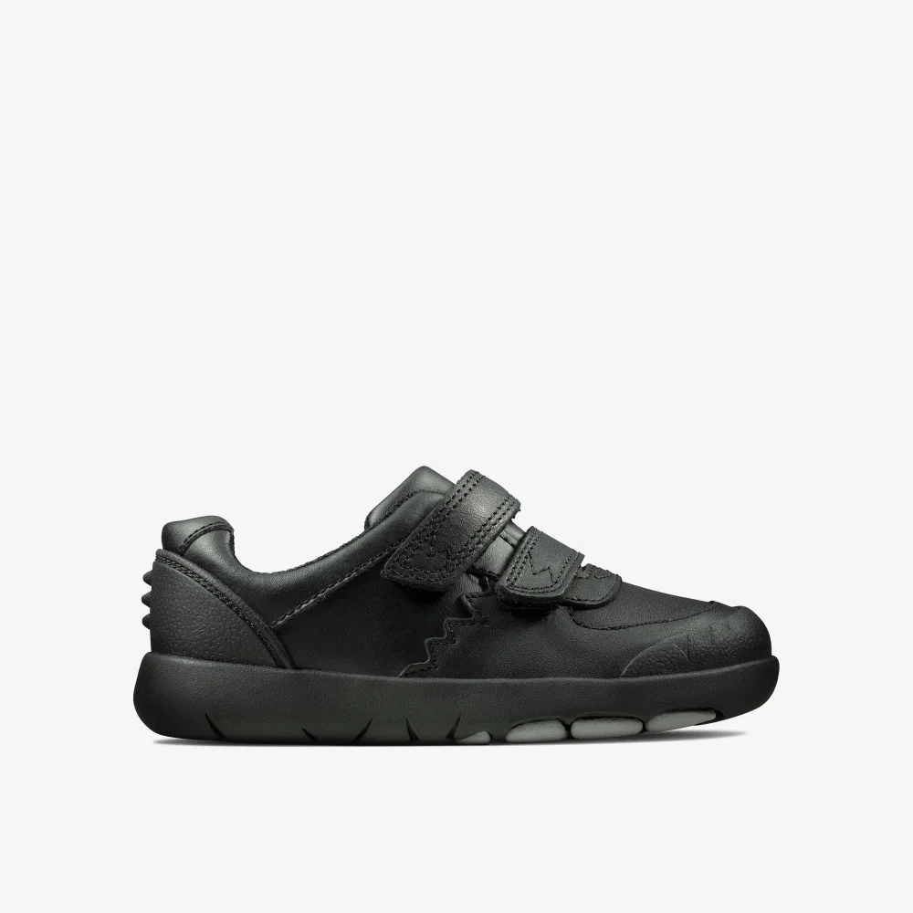 Clarks School Rex Pace Toddler Black Leather Narrow - 7 Infants Image 1