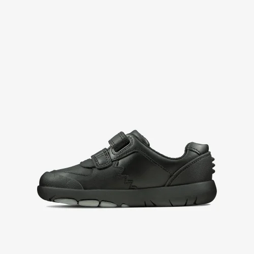 Clarks School Rex Pace Toddler Black Leather Narrow - 7 Infants Image 2