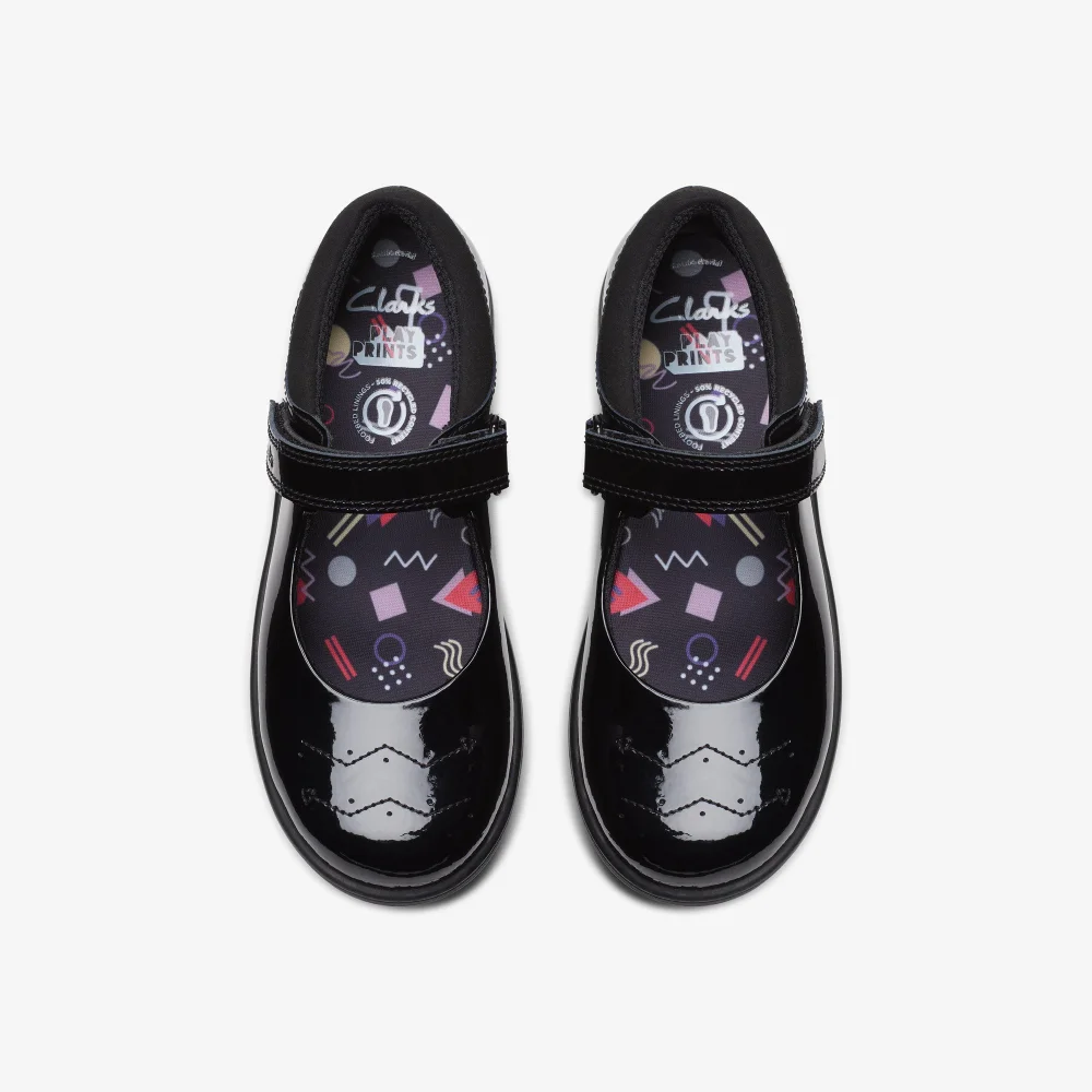 Clarks School Jazzy Jig Kid Black Patent Narrow - 10 Infant Image 6