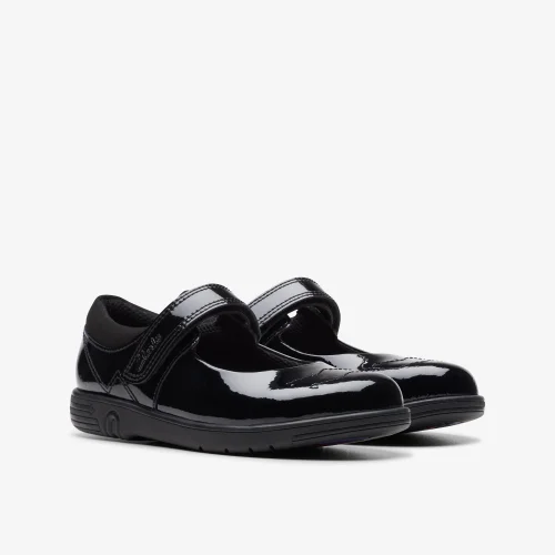 Clarks School Jazzy Jig Kid Black Patent Narrow - 10 Infant Image 4