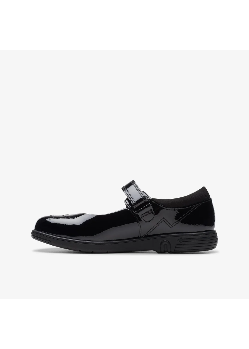 Clarks School Girls Black Jazzy Jig Kid Patent Narrow - 10 Infants Image 2