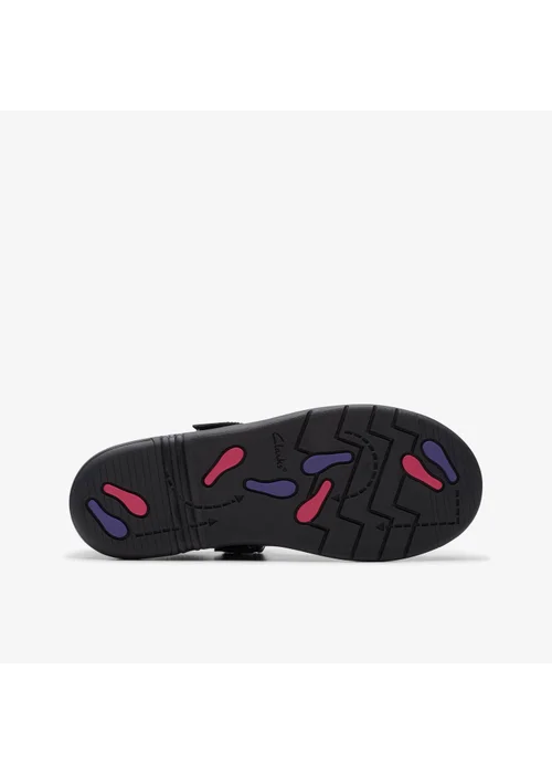 Clarks School Girls Black Jazzy Jig Kid Patent Narrow - 10 Infants Image 3