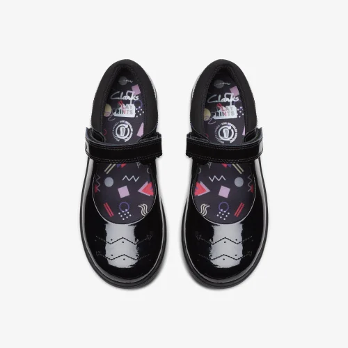 Clarks School Jazzy Jig Kid Black Patent Extra Wide - 8 infant Image 6