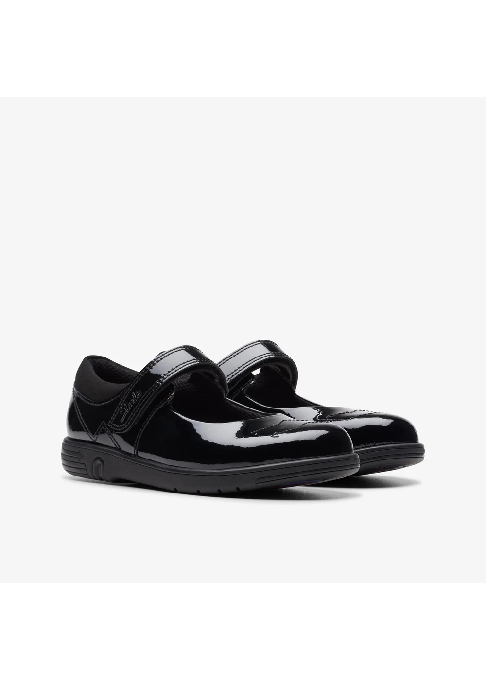 Clarks School Girls Black Jazzy Jig Kid Patent Extra Wide - 8 infants Image 4
