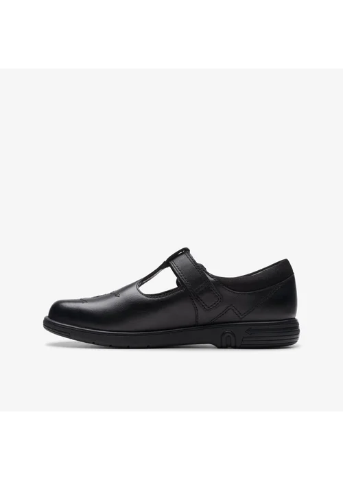 Clarks School Girls Black Jazzy Tap Kid Leather Narrow - 8.5 Infants Image 4