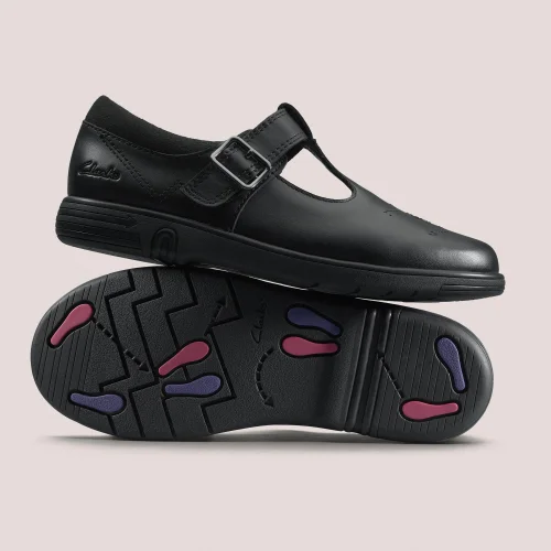 Clarks School Jazzy Tap Kid Black Leather Narrow - 8.5 Infant Image 2